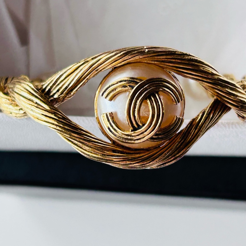Vintage Channel pearl bangle cuff.